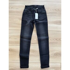 Kancan Jeans High Rise Black Wash Size 1/24 Style #KC7085LBK NWT Women's Skinny